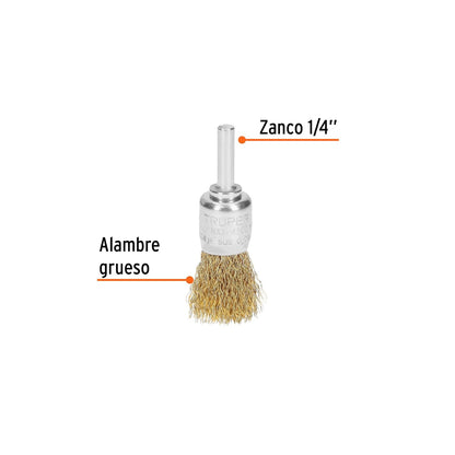 Truper COM-3/4, Carda de copa, alambre grueso, 3/4" para taladro
