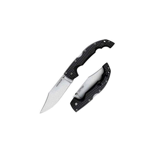 Cold Steel XL Voyager 5.5 pulgadas AUS10A Cuchilla afilada de 6.7 pulgadas, mango Griv-Ex, cuchillo plegable táctico con bloqueo Tri-Ad