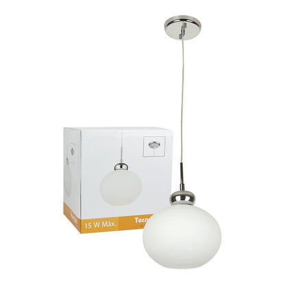 Tecnolite Lámpara Colgante, Base E27, Luz Colgante de Techo Moderno, Cristal Opalino, 100 - 240 V,