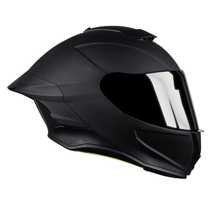 KOV Casco Buster Integral Negro Mate Deportivo ALERON AERODINAMICO para Moto Certificado Dot