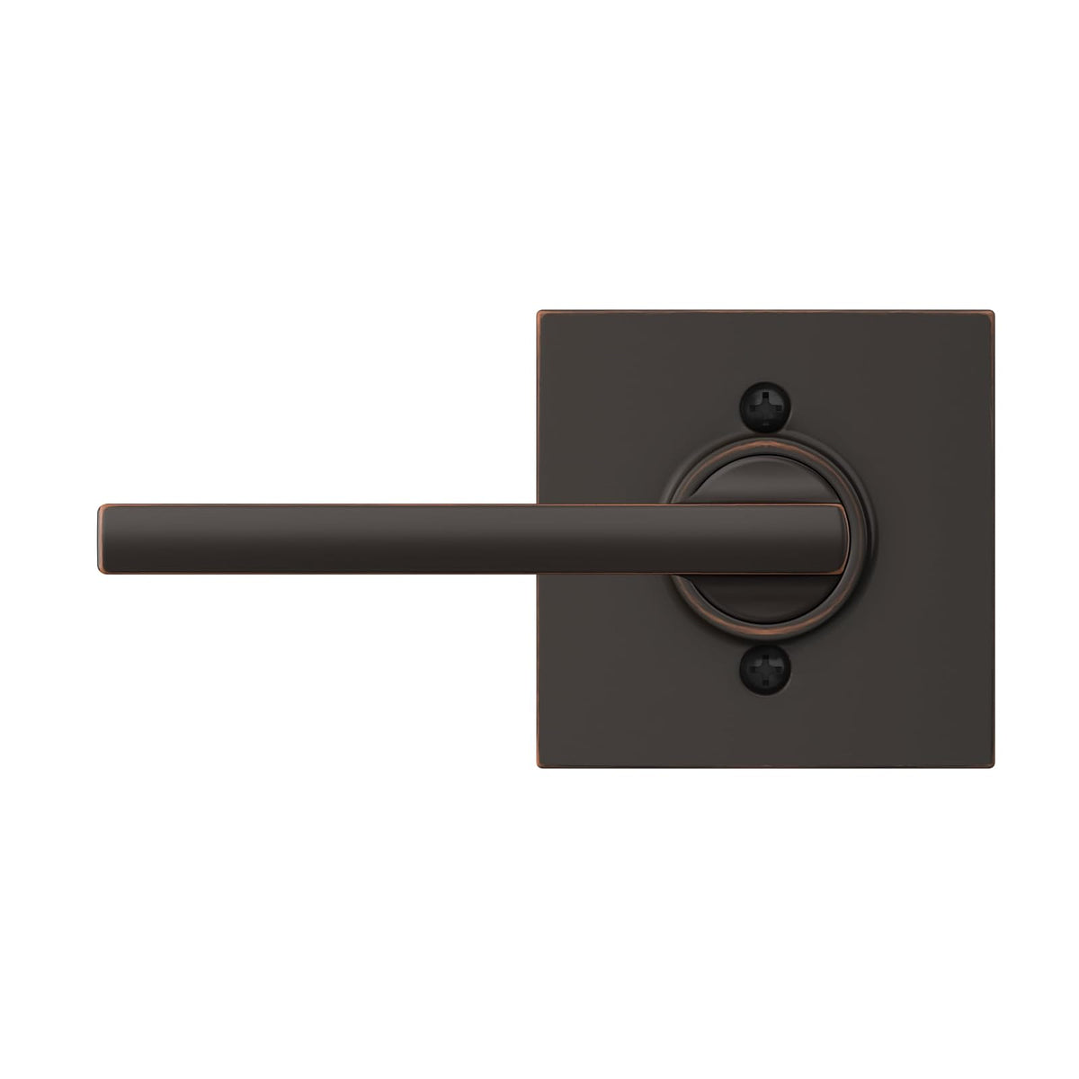 Schlage F170 LAT 716 COL Palanca Latitude con ajuste Collins Manija de puerta maniquí sin giro, bronce envejecido