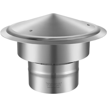 VEVOR - Tapa de Chimenea de 6 Pulgadas para Todo Tipo de Clima y Tornillos Reforzados y fácil instalación, para una Cubierta de ventilación Perfecta en el Exterior, Color Plateado - 15,24 cm