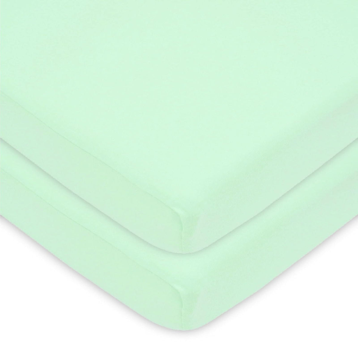 American Baby Company Sábana Ajustable de Algodón para Mini Cuna - menta - 2 Piezas