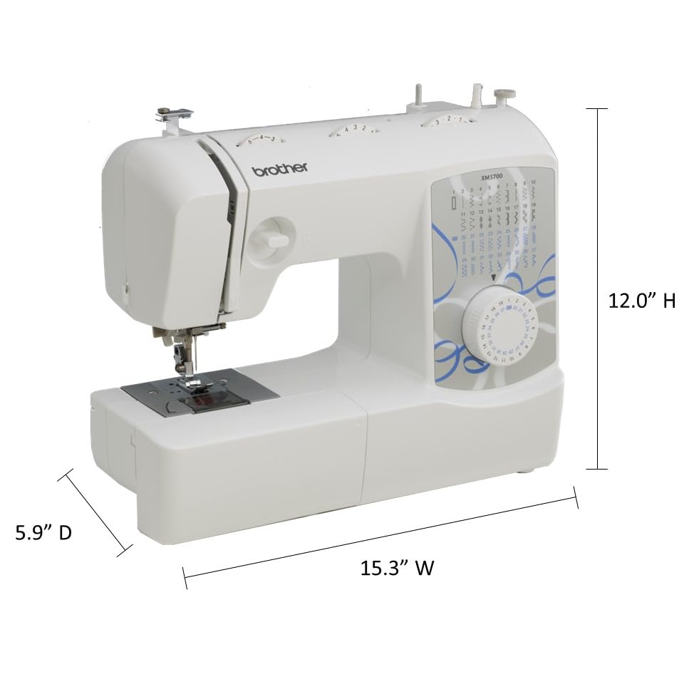 Brother XM3700 - Máquina de coser con 37 puntadas integradas, 1.5 metros de costura incluidos