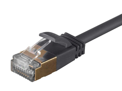 Monoprice SlimRun Cat6A Ethernet Patch Cable - Network Internet Cord - RJ45, Stranded, STP, Pure Bare Copper Wire, 36AWG, 7ft, Black