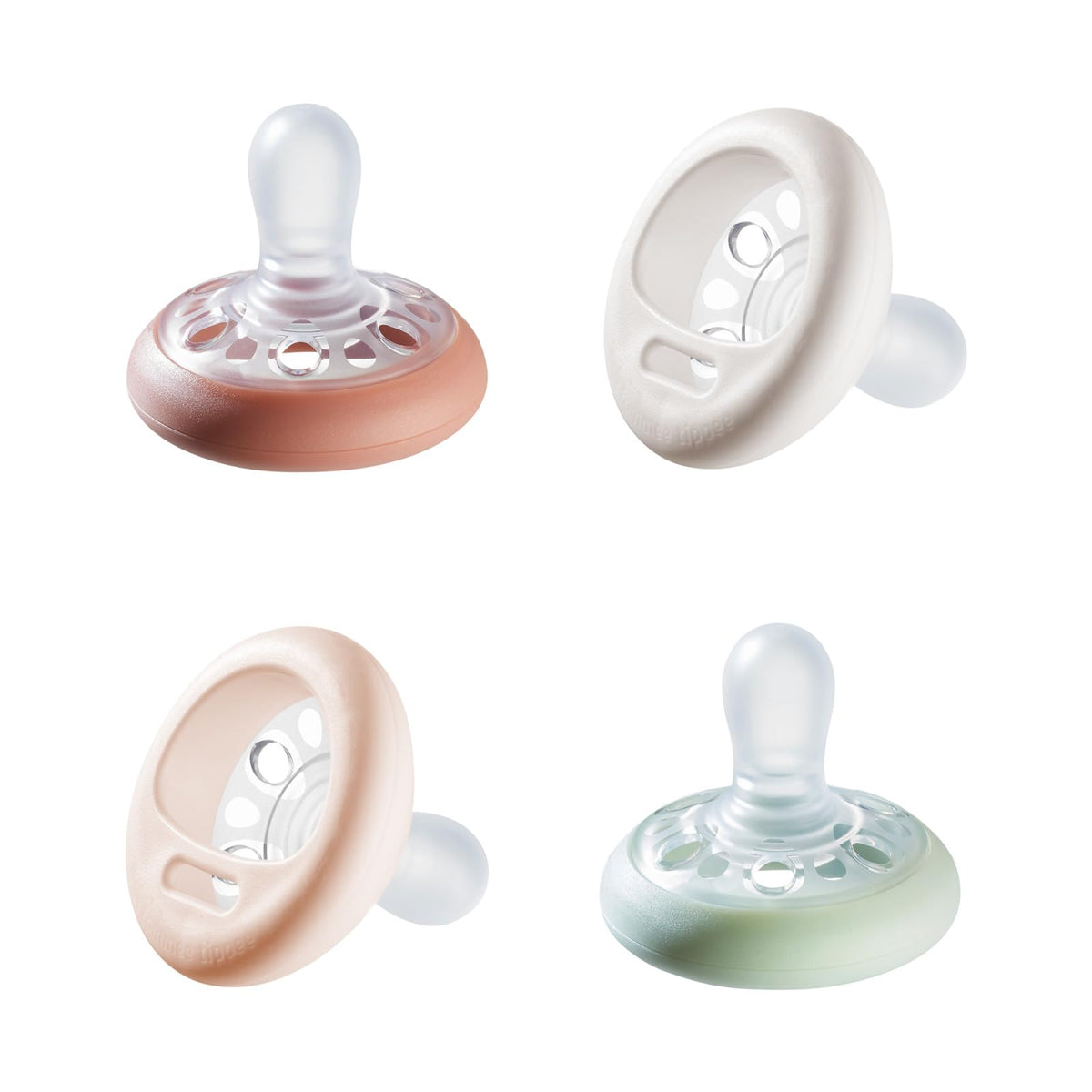 Tommee Tippee Chupón Tipo Pecho, 0-6 Meses, Silicona, Paquete de 4 | Diseño Simétrico, Tetina Natural Tipo Pecho, Chupón Libre de BPA, Rosa/Verde/Crema