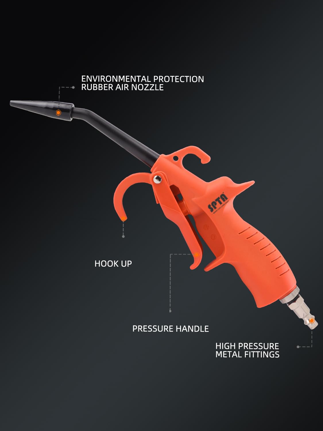Pistola de presión de aire, pistola de soplado SPTA de alta potencia de 100 mm, pistola de soplado de aire con mango de metal recubierto de goma antideslizante, se adapta al cuidado de la limpieza del