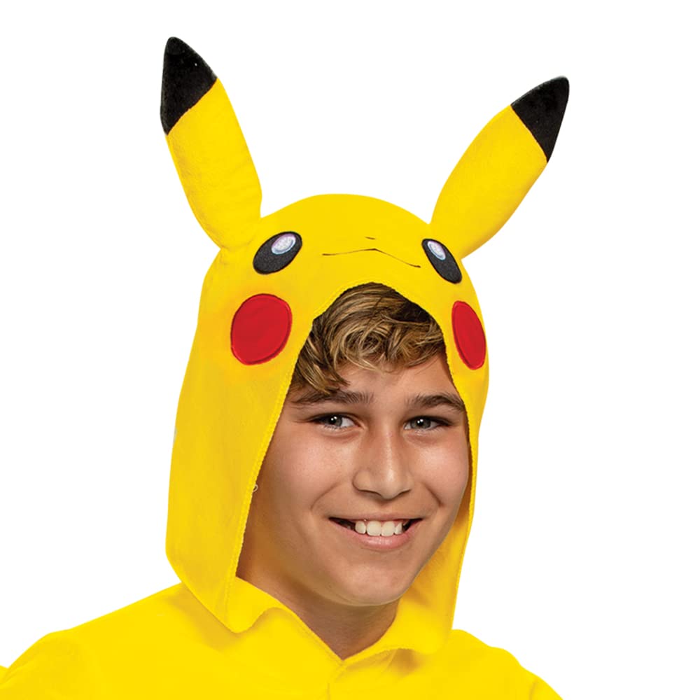 Disfraz de Pikachu para niños, disfraz oficial de Pokémon con capucha, talla extragrande (14-16)