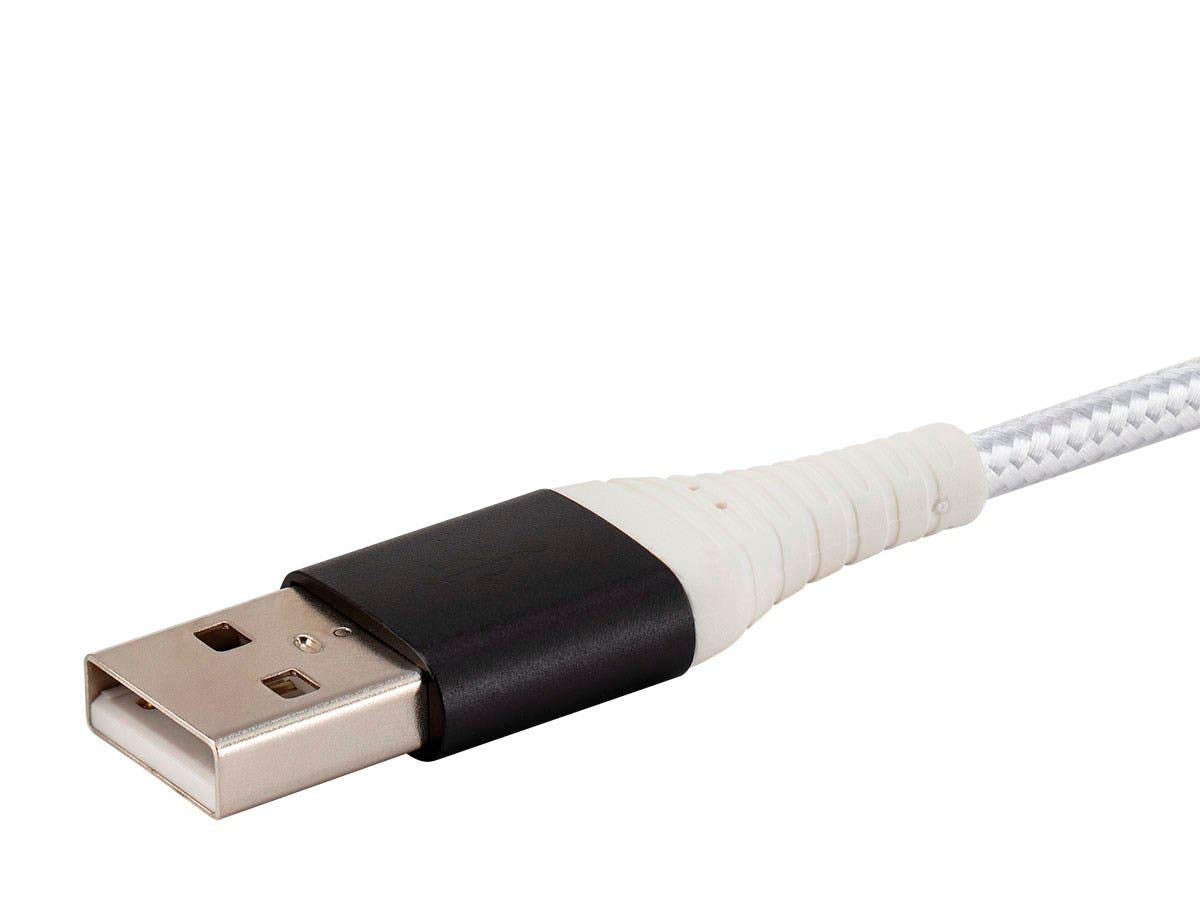 Monoprice AtlasFlex Series - Cable de Carga y sincronización (Conector Lightning a USB Tipo A, con Certificado MFi), USB-C a USB-A, Blanco, 1,82m
