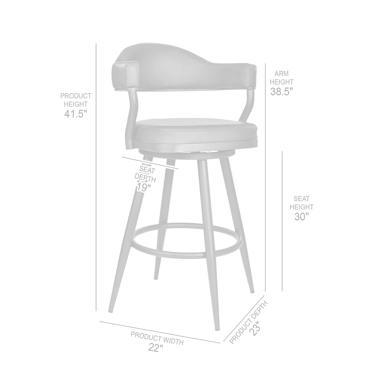 Armen Living Justin Modern Farmhouse - Taburete de Bar de Piel sintética de 76 cm con Patas de Metal café para mostrador de Isla de Cocina