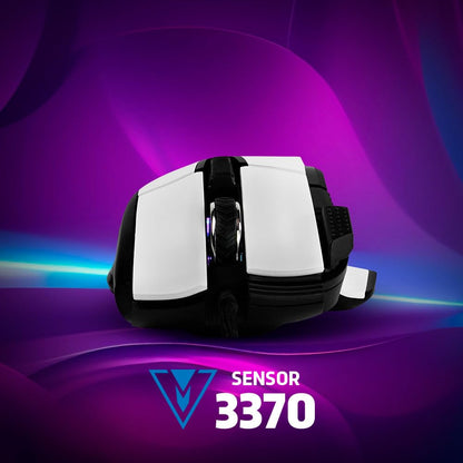 GAME FACTOR Mouse Laser Gamer MOG602 19000 dpi 8 Botones Personalizables Mediante Software USB 2.0 Oficina y Juegos Alambrico 0.2 ms Color Blanco