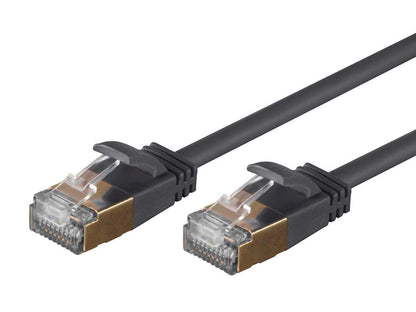 Monoprice SlimRun Cat6A Ethernet Patch Cable - Network Internet Cord - RJ45, Stranded, STP, Pure Bare Copper Wire, 36AWG, 7ft, Black