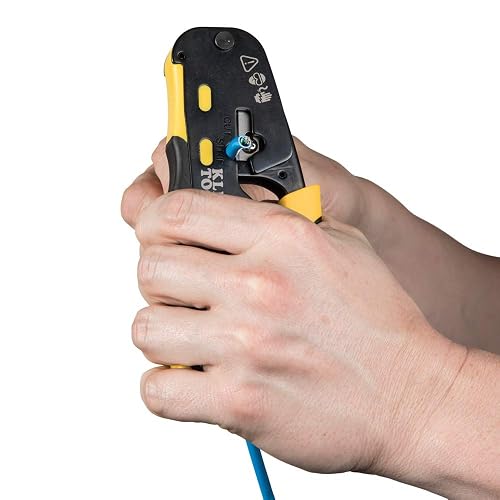 KLEIN TOOLS VDV226-110 | Ponchadora RJ45 | Pela, Corta Y Crimpa | Pass-Thru | Haz instalaciones RJ45 más prácticas: pela, corta y crimpa con una sola herramienta, ideal para trabajos de voz y datos.