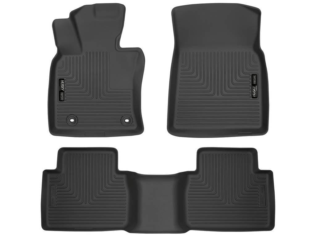 Husky Liners - Weatherbeater | Se Adapta a Toyota Camry 2018-2024 (Solo tracción Delantera) excluye Modelos híbridos - Forro Delantero y 2ª Fila - Negro, 3 Piezas | 95731