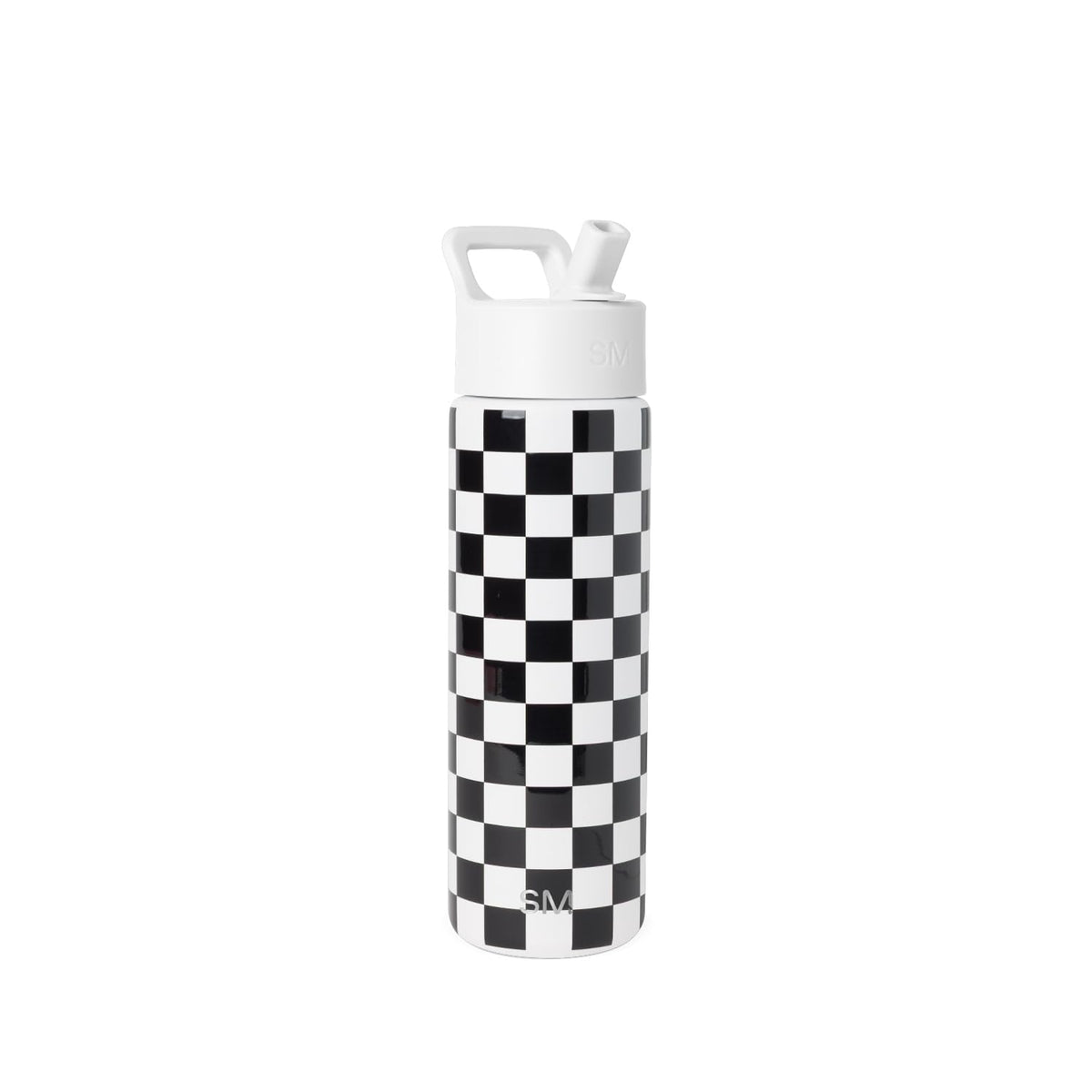 Simple Modern Botella de Agua con Popote, Colección Summit, 532-887 ml - 22 onzas - Pattern: Black and White Checkmate