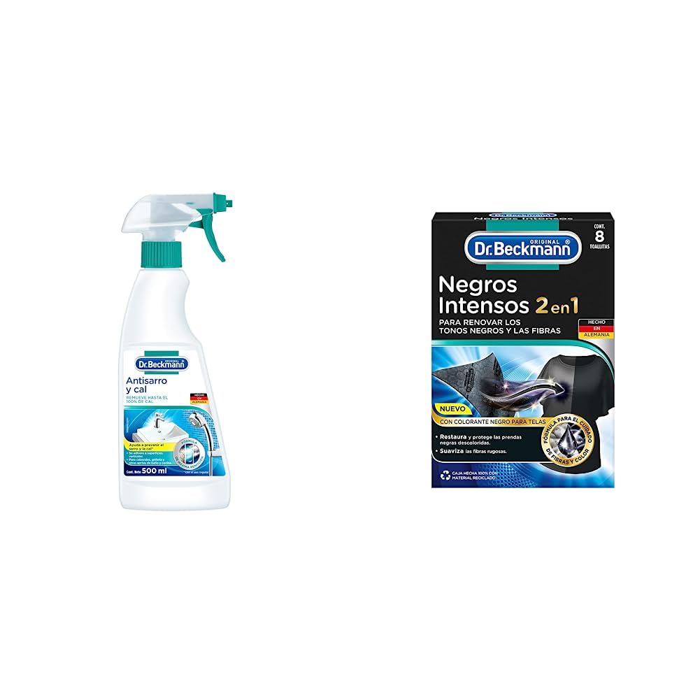 Dr. Beckmann Antisarro y Cal + Blanqueador Intensivo - Limpiador Antical y Blanqueador sin Cloro - Limpiador + Agente de lavandería,8 Unidad