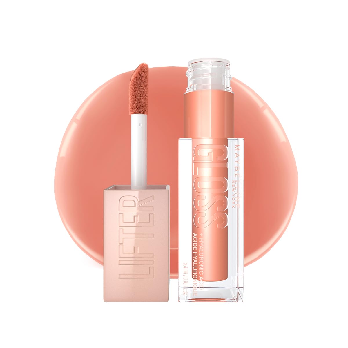Maybelline Brillo labial con ácido hialurónico, Lifter Gloss tono Amber, 5.4ml