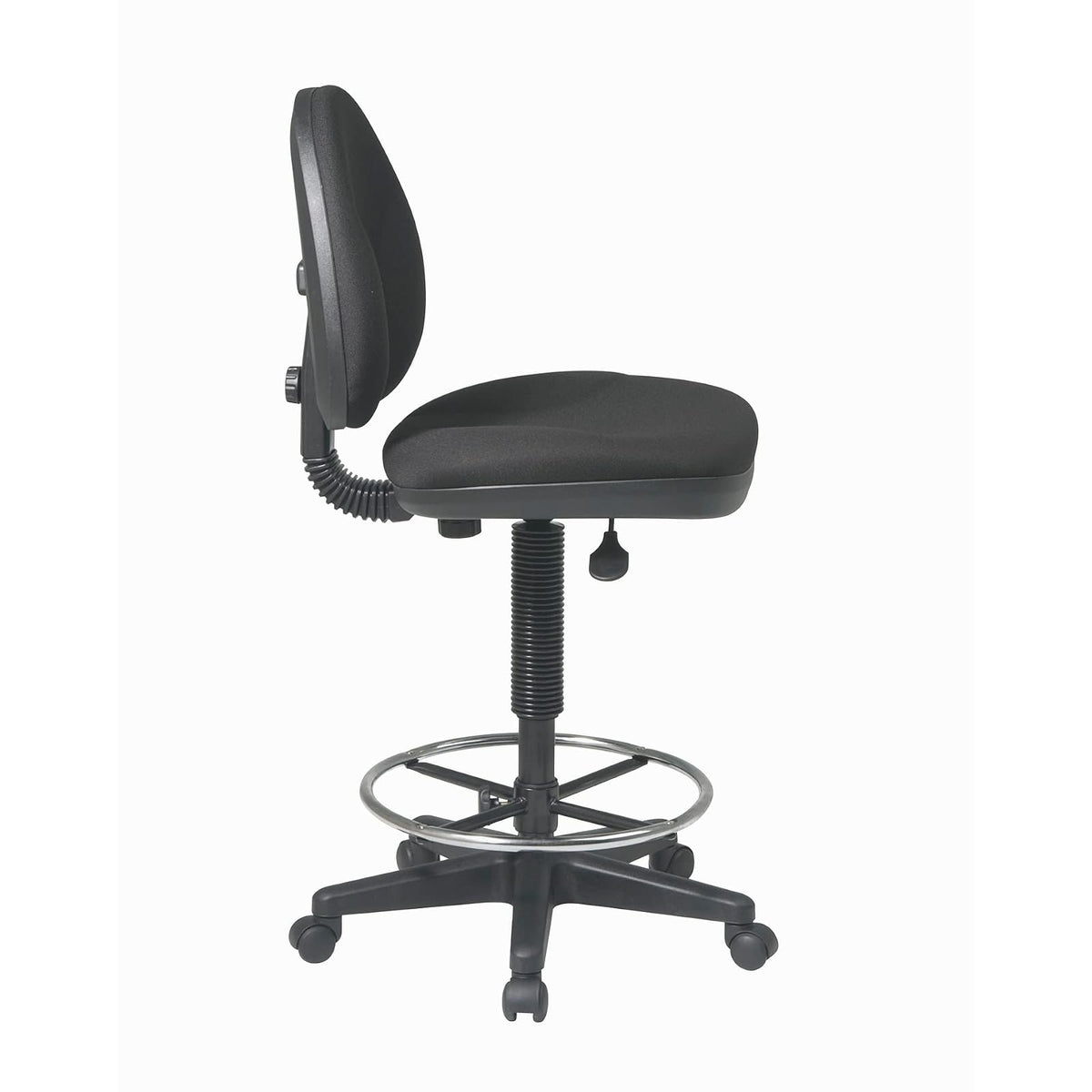 Office Star DC Series - Silla de Dibujo con Asiento y Respaldo esculpidos, Soporte Lumbar Integrado y Anillo de pie Ajustable, Tela Negra Icono