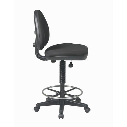 Office Star DC Series - Silla de Dibujo con Asiento y Respaldo esculpidos, Soporte Lumbar Integrado y Anillo de pie Ajustable, Tela Negra Icono