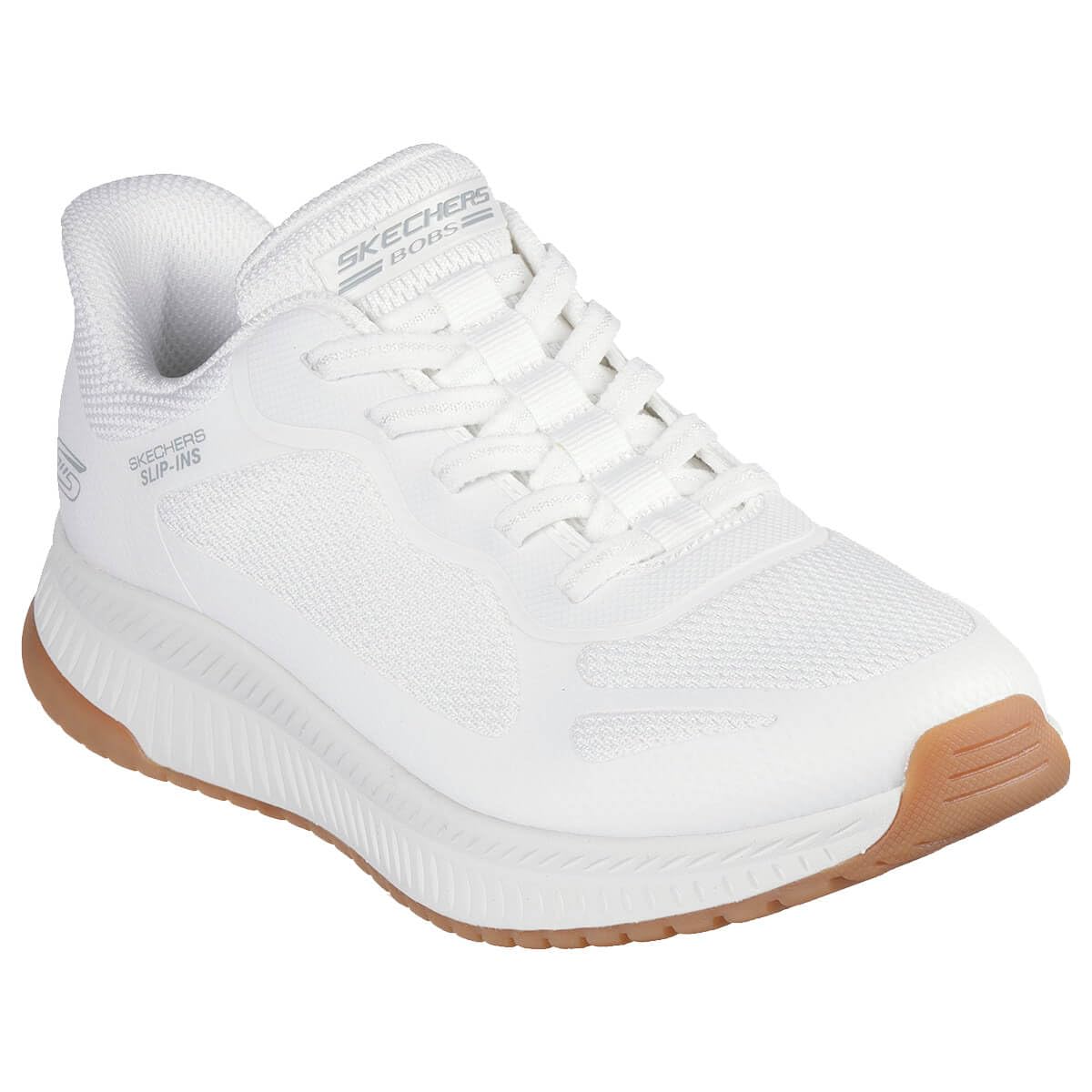 Skechers - Tenis sin Cordones Bobs Squad con Aspecto de 4 Grapas para Mujer - 24.5 cm - White Mesh
