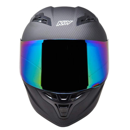 KOV KC1 Casco Integral de Moto Certificado Dot, Estilo Carbono Deportivo, Talla M