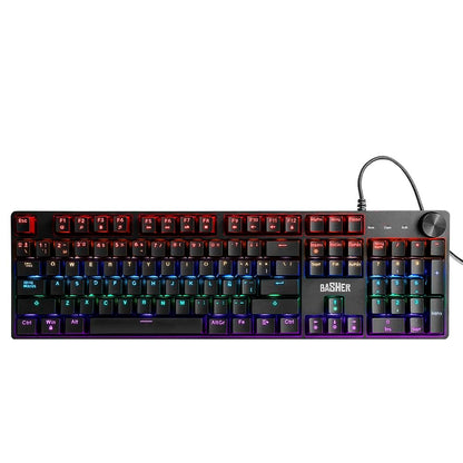 Teclado alámbrico led Rainbow Gamer para PC, reposa muñecas BASH-1004