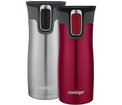 Contigo Jackson – Botella de agua reutilizable, 2 unidades, Very Berry & Stainless Steel, 473,18ml, 1