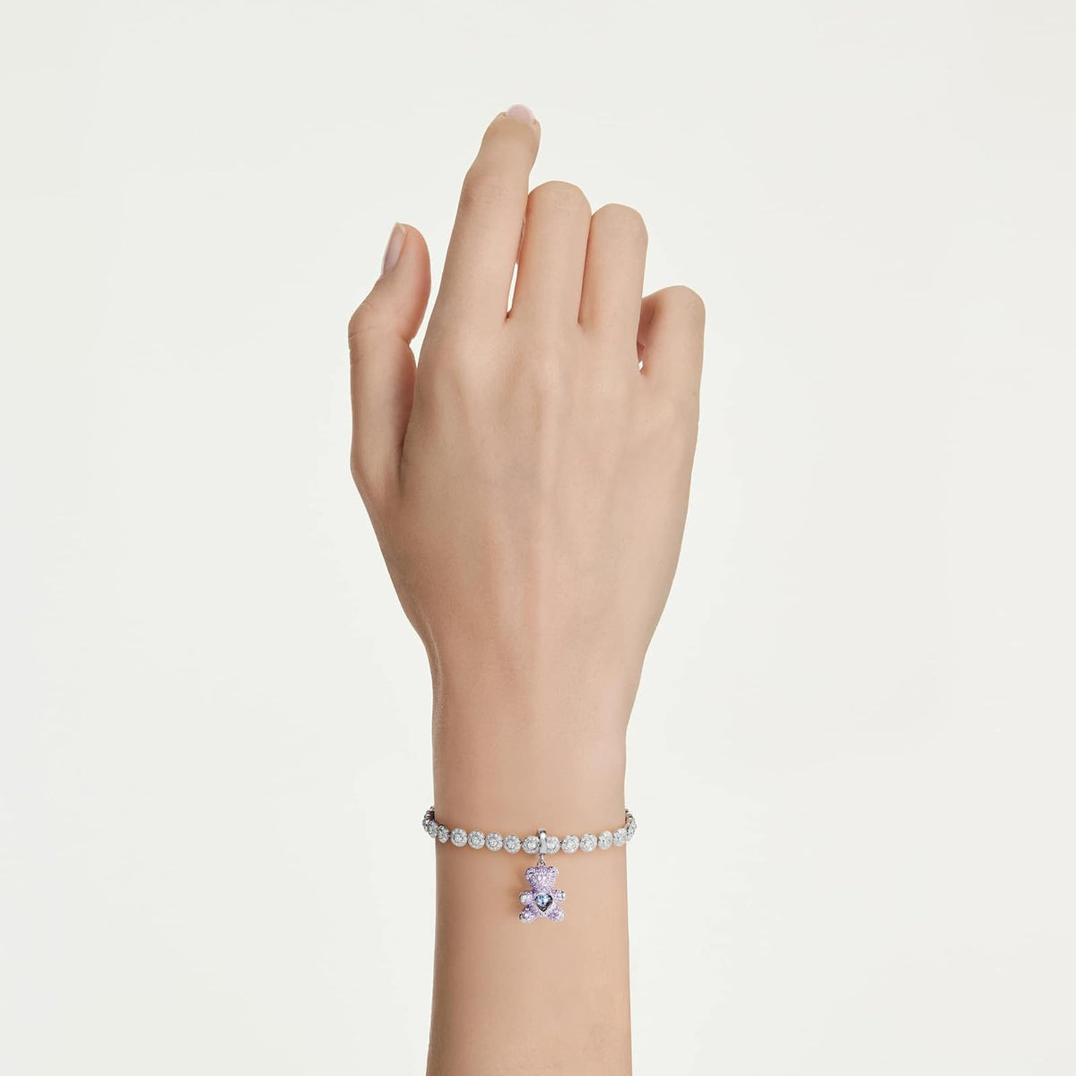 Abalorio de Swarovski Idyllia, mezcla de cortes, peluche, morado, baño de rodio