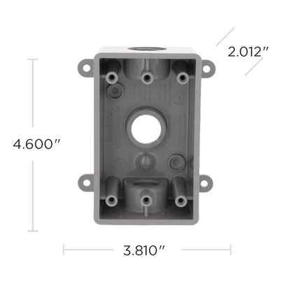 BELL PSB37550GY Unidad única resistente a la intemperie Tres salidas roscadas de 1/2 pulg. o 3/4 pulg., 2 pulg., Gris