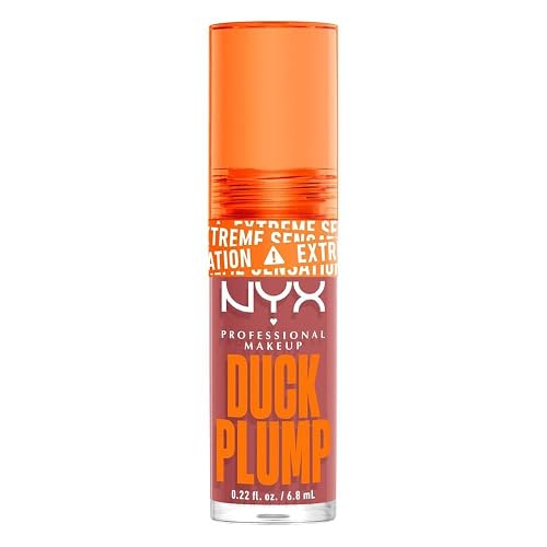 NYX Duck Plump Brillo Voluminizador Efecto Plumping, Tono 03 Nude Swings | Brillo voluminizador de NYX Professional Makeup, para lucir labios con color brillante y visiblemente más rellenos.