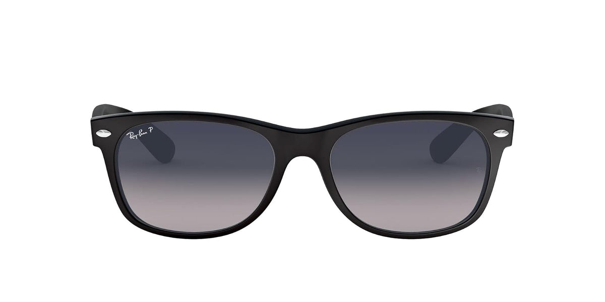 Ray-Ban Rb2132 - anteojos de sol cuadradas Wayfarer Everglass, Negro brillante/transparente., 58 mm - 55 mm - Black - Polarized Blue - Grey Gradient