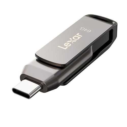 Lexar Unidad Dual JumpDrive D400 USB 3.1 Tipo C y Tipo A, hasta 130 MB/s de Lectura (LJDD400064G-BNQNU)