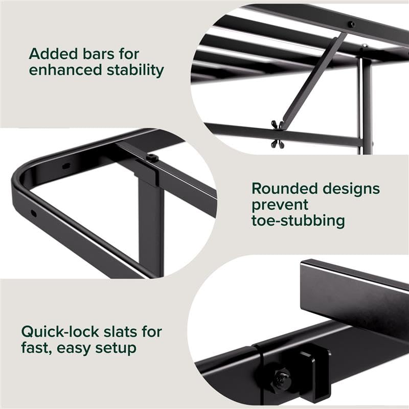 Zinus Rumi - Marco de Cama de Metal Queen de 14 Pulgadas, Base de colchón SmartBase® de Montaje rápido, Acero Resistente sin Necesidad de somier, Embalaje ecológico, Color Negro