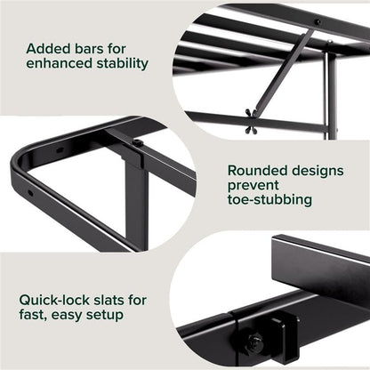 Zinus Rumi - Marco de Cama de Metal Queen de 14 Pulgadas, Base de colchón SmartBase® de Montaje rápido, Acero Resistente sin Necesidad de somier, Embalaje ecológico, Color Negro