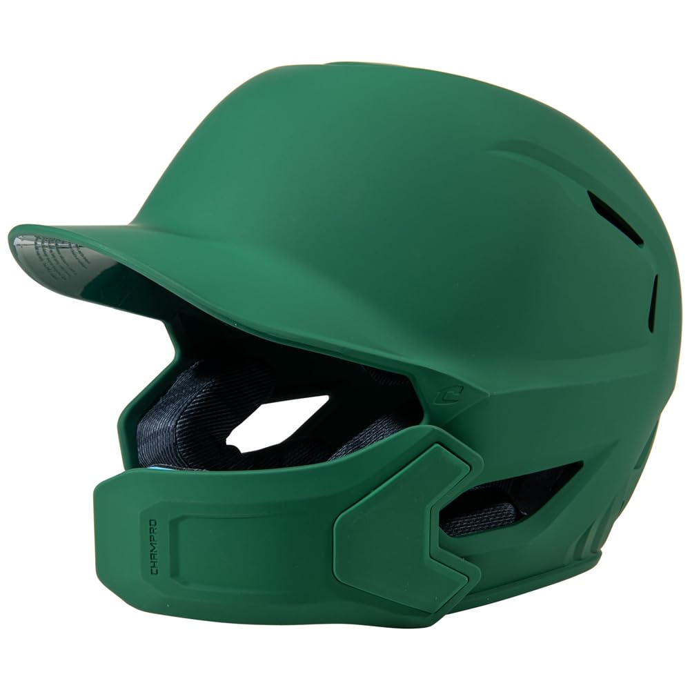 Champro HXE Casco de Bateo de Béisbol Mate con Protector de Mandíbula - Verde bosque - Medium (6 1 - 2 - 7 1 - 8)