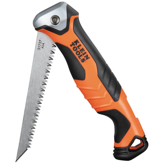 Klein Tools 31737 - Sierra de yeso plegable, sierra de mano con cierre trasero a 180 y 125 grados y agujero de amarre