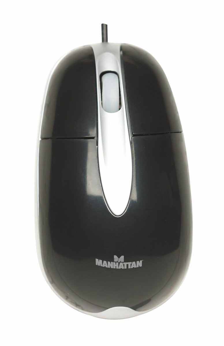 MANHATTAN 177009 Mouse Optico Caja PS2 Negro/Plata