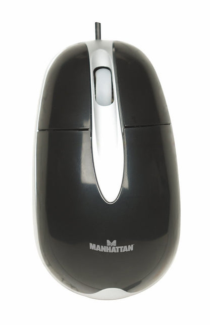 MANHATTAN 177009 Mouse Optico Caja PS2 Negro/Plata
