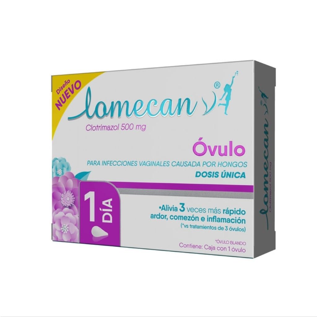 LOMECAN V Uno, Tratamiento para infecciones vaginales causadas por hongos, Caja con 1 óvulo de 500mg