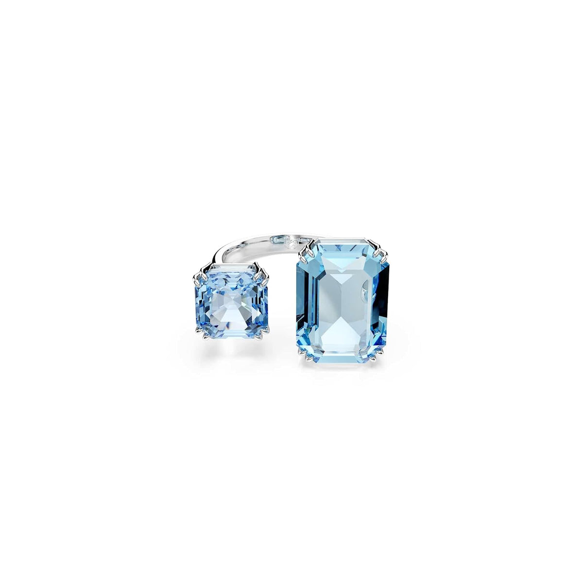 Swarovski Anillo Abierto Millenia Octogonal Azul Baño Rodio