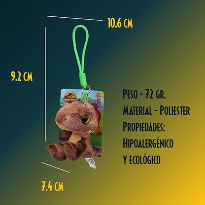 Ruz Llavero Peluche Jurassic Park 10 cm Suave con Aro Metálico | Accesorio para Mochila Bolsa o Llaves | Diseño Ligero y Resistente Ideal para Uso Diario o Regalo | Multicolor