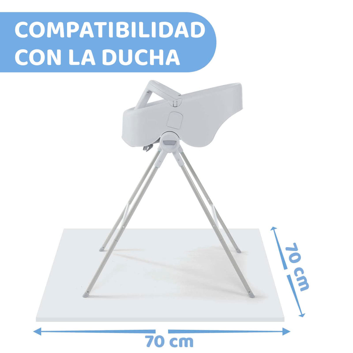 Chicco Bañera alta para Bebé Bubble Nest, Color Gris. Función 2 en 1 con doble modalidad. Compatible con tinas y regaderas, ideal para bebés de 0 a 12 meses de edad