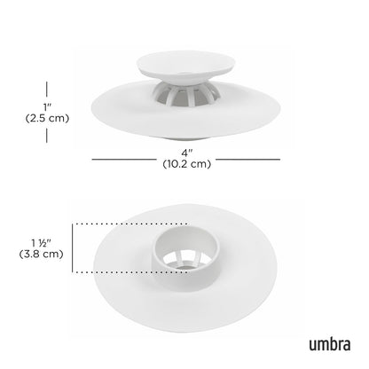Umbra Flex 023464-660, Regulador de Agua y recolector de Cabello de Ducha, Blanco