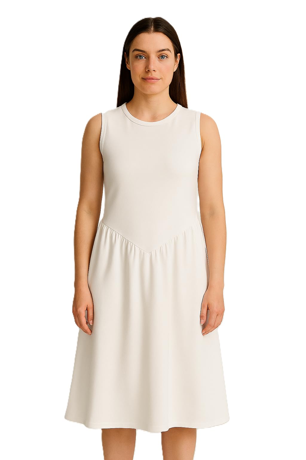 Calvin Klein SL Interlock Crew NK Flare Midi Dress Vestido Mujer