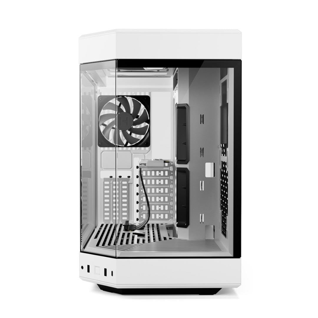 Hyte Y60 - Carcasa Moderna y estética de Doble cámara panorámica de Vidrio Templado de Media Torre ATX para Juegos de computadora con Cable Elevador PCIE 4.0 Incluido, Blanco Nieve (CS-HYTE-Y60-WW)