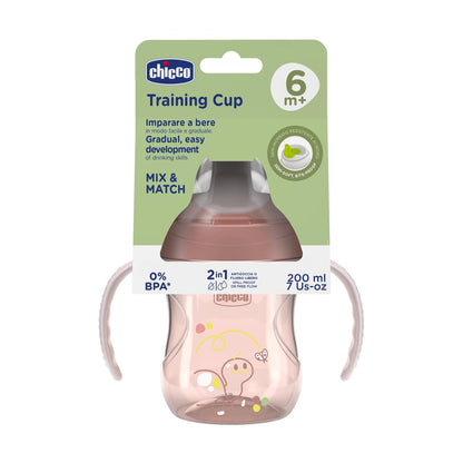 Chicco Vaso de Entrenamiento Training Cup 6M+ Anti Derrames Pico Ergonómico Asas Desmontables Rosa