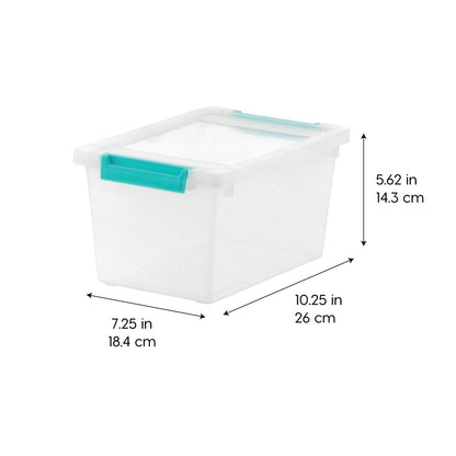 IRIS USA Contenedores de Plástico de 3.8 L con Tapa, Paquete de 6, Bin Sensorial Pequeño, Almacenamiento de Manualidades, Contenedor Organizativo para Hogar, Apilables, Transparente