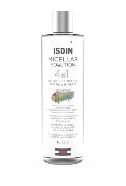 ISDIN Micellar Solution 4 en 1 Agua Micelar: Limpia, Desmaquilla, Hidrata y Tonifica, 400ml + Ureadin Podos Gel Oil, Repara e hidrata los pies secos y agrietados, 75ml