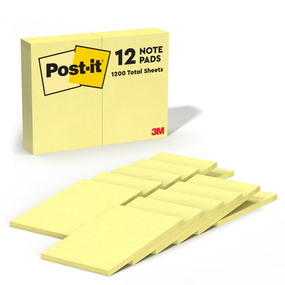 Post-it Notas Adhesivas Autoadheribles - 12 bloques de notas - 10.16 cm x 15.24 cm