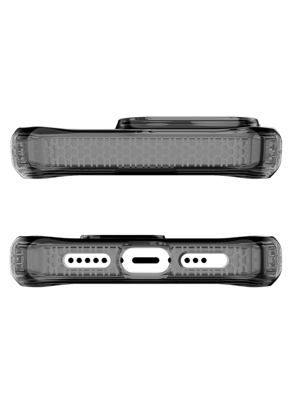 ItSkins Spectrum R Clear Funda Compatible con iPhone 15 Pro, Protección Caídas 3m, Bordes Elevados, Tecnología Antimicrobiana - Humo
